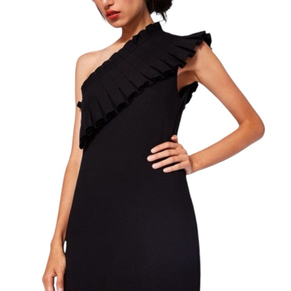 TED BAKER London‎ LAYLAHI Over the Shoulder Ruffle Dress Black Mini SZ 0 2 Party - Picture 8 of 8